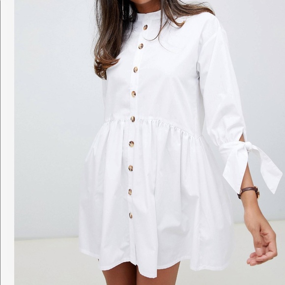 white mini smock dress